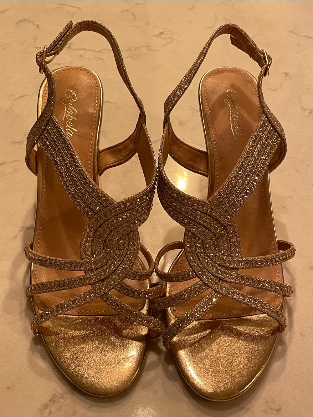 Women's Sparkle Strappy Sandals in Rose Gold